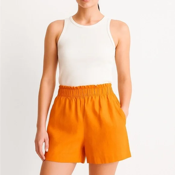 H&M Orange Linen Blend Shorts - Picture 1 of 6